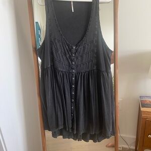 Free People Charcoal Button-Down Tank Top